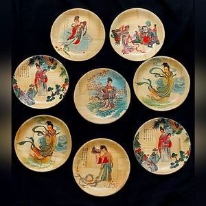Vintage Oriental decorative bamboo plate 6.50"